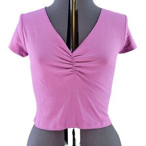 Wild Fable Pink Cinch Front Thermal Baby T-Shirt Sz L